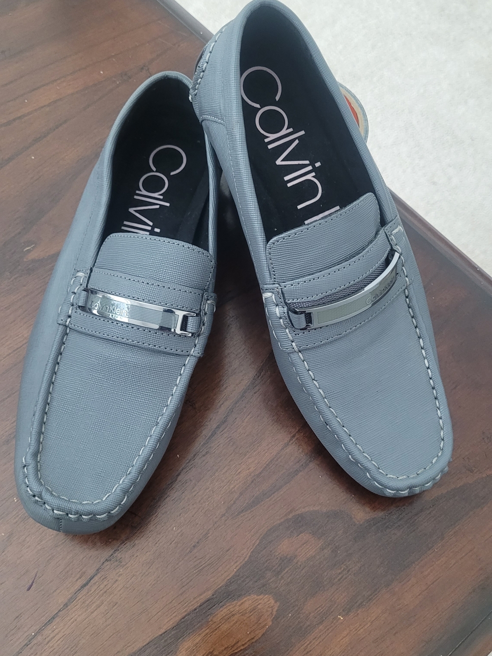 Calvin Klein Men's Slate Gray Slip-On Driving Loafers